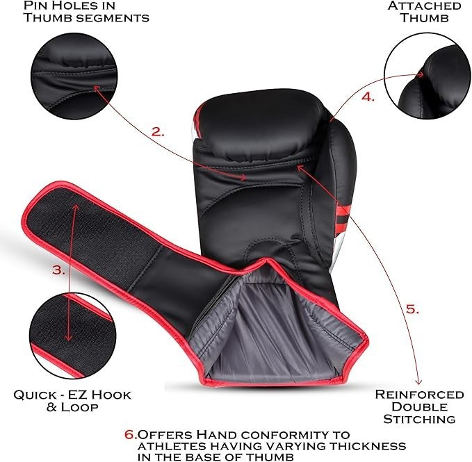 MMA Boxing Gloves Head Guard Shin Guards Training Equipment Red