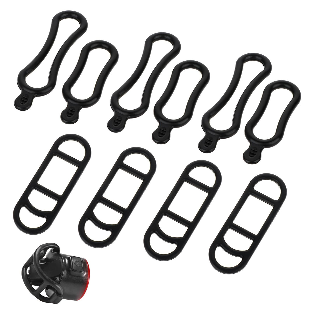 Bike Light Silicone Mount Straps - Replacement Rubber Bands for Bicycle Lights