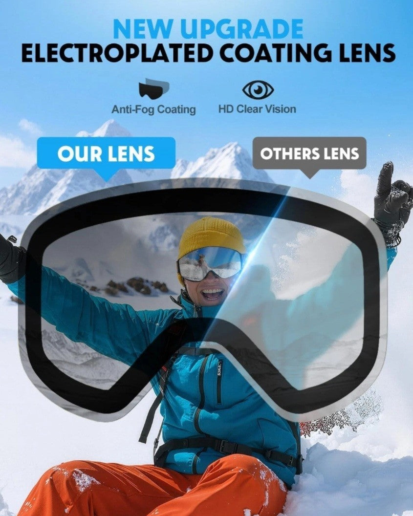 OTG Ski Goggles with UV400 Anti-Fog Lenses - Rimless Snowboard Goggles