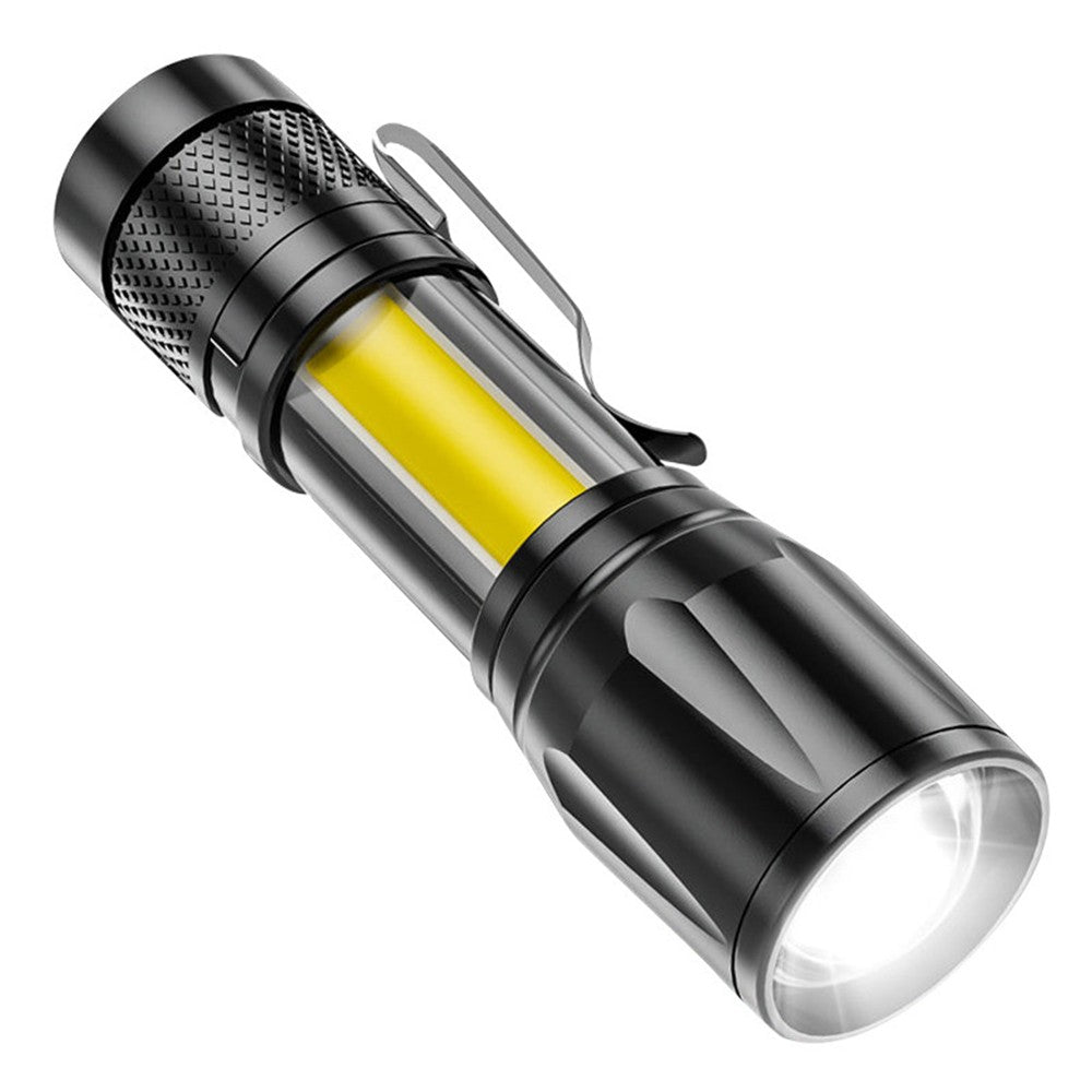 Rechargeable LED Flashlight Torch with Zoomable COB Light USB Powered