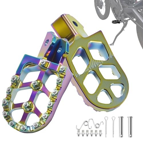 Electric Bike Foot Pegs with Springs - CNC Aluminum Wide Pedals for Dirt and Mountain Bikes