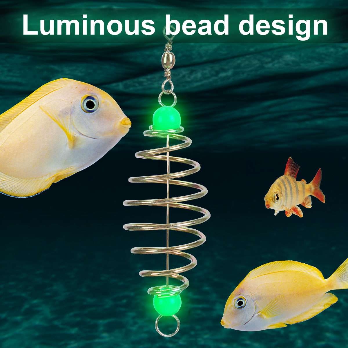 24Pcs Spring Fishing Bait Holders for Carp and Catfish with Luminous Beads