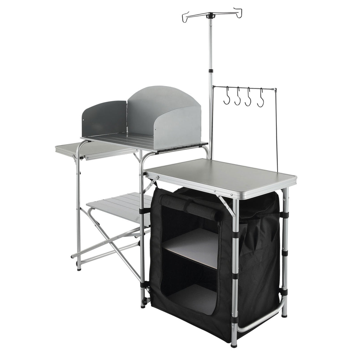 Portable Camping Kitchen Table with Folding Design and Storage