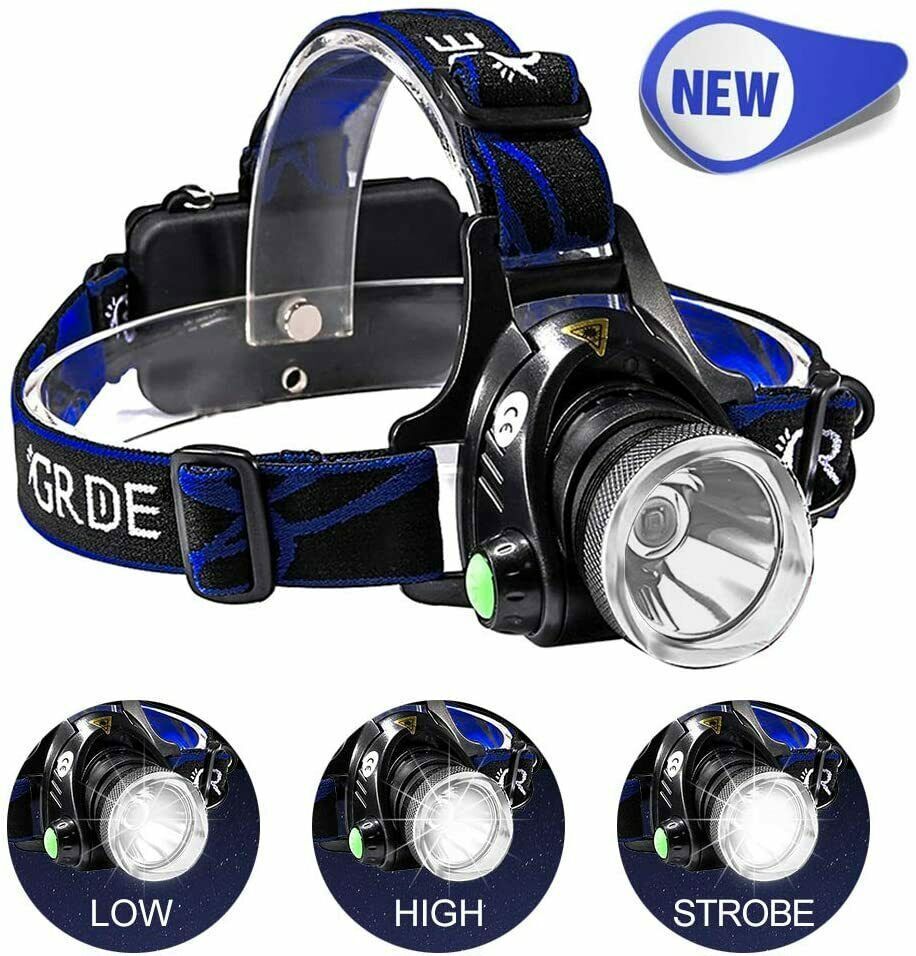 High Power LED Tactical Headlamp 5500000LM Rechargeable Head Torch