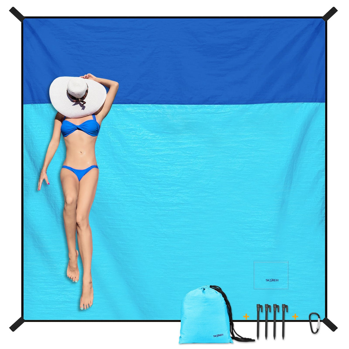 Large Waterproof Sandproof Beach Blanket 79x87 Inches Portable Outdoor Mat
