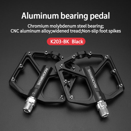 Aluminum Alloy Bicycle Pedals Waterproof Wide Flat 9/16 Inch 2 Pack
