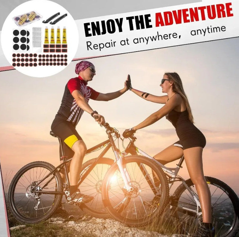 72pcs Bike Tire Repair Kit with Patches & Metal Rasp for Bicycle Motorcycle