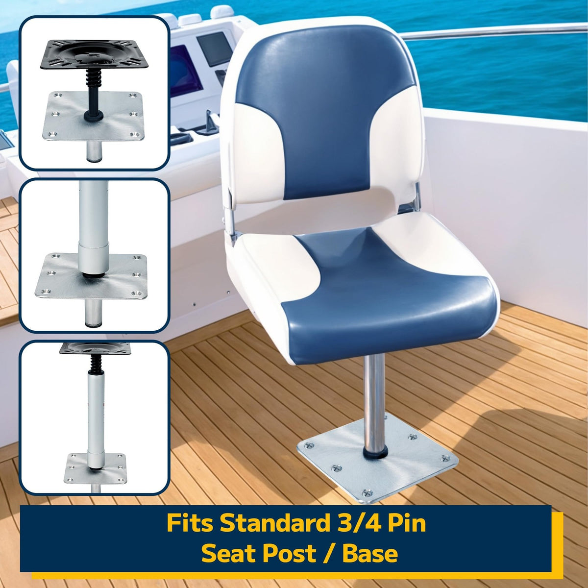MarineBoat Seat Base 2 Pack - 7x7 Inch Stainless Steel Universal Fit