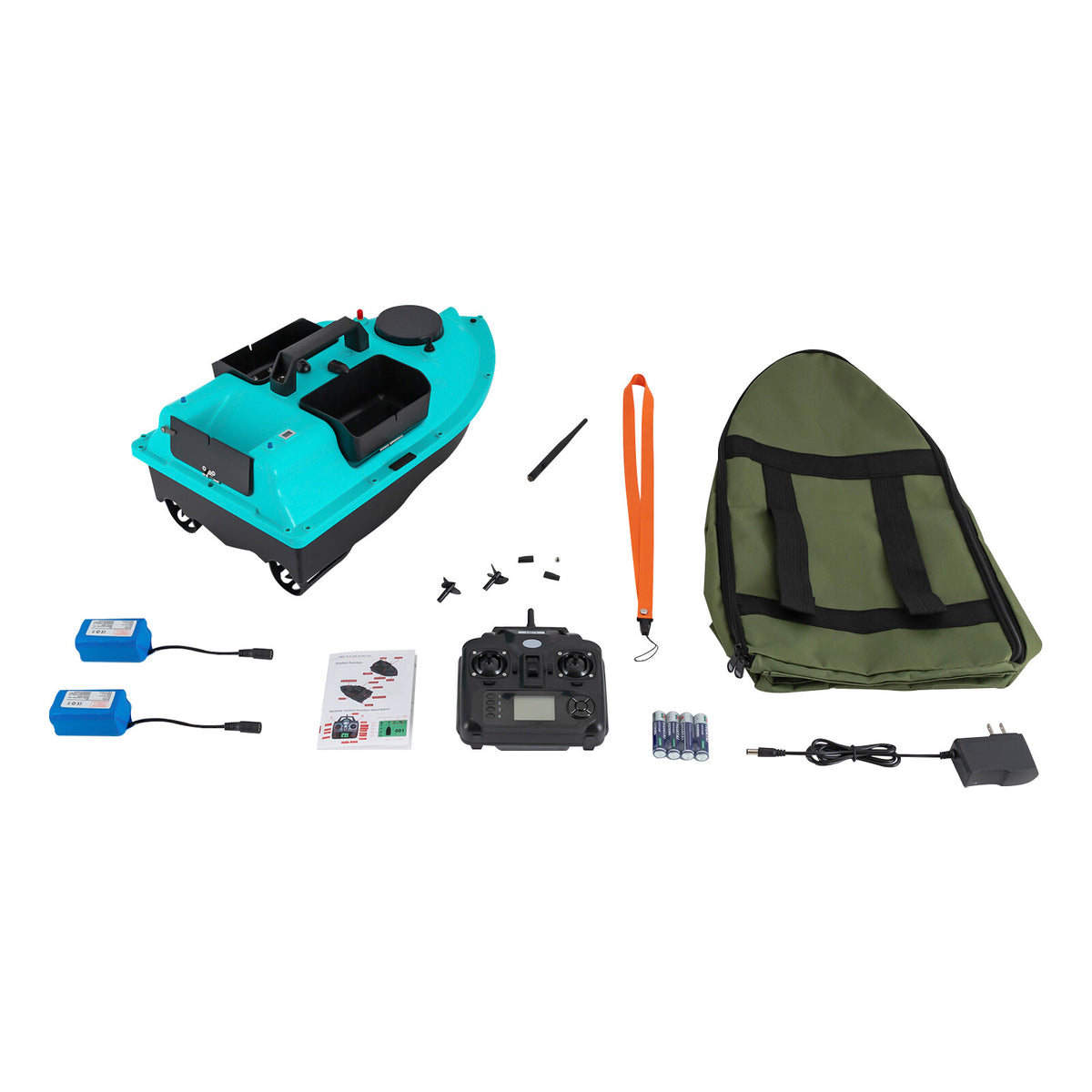 RC Fishing Bait Boat with Dual Motors, 5200mAh Battery, LED Light for Sea Lake River