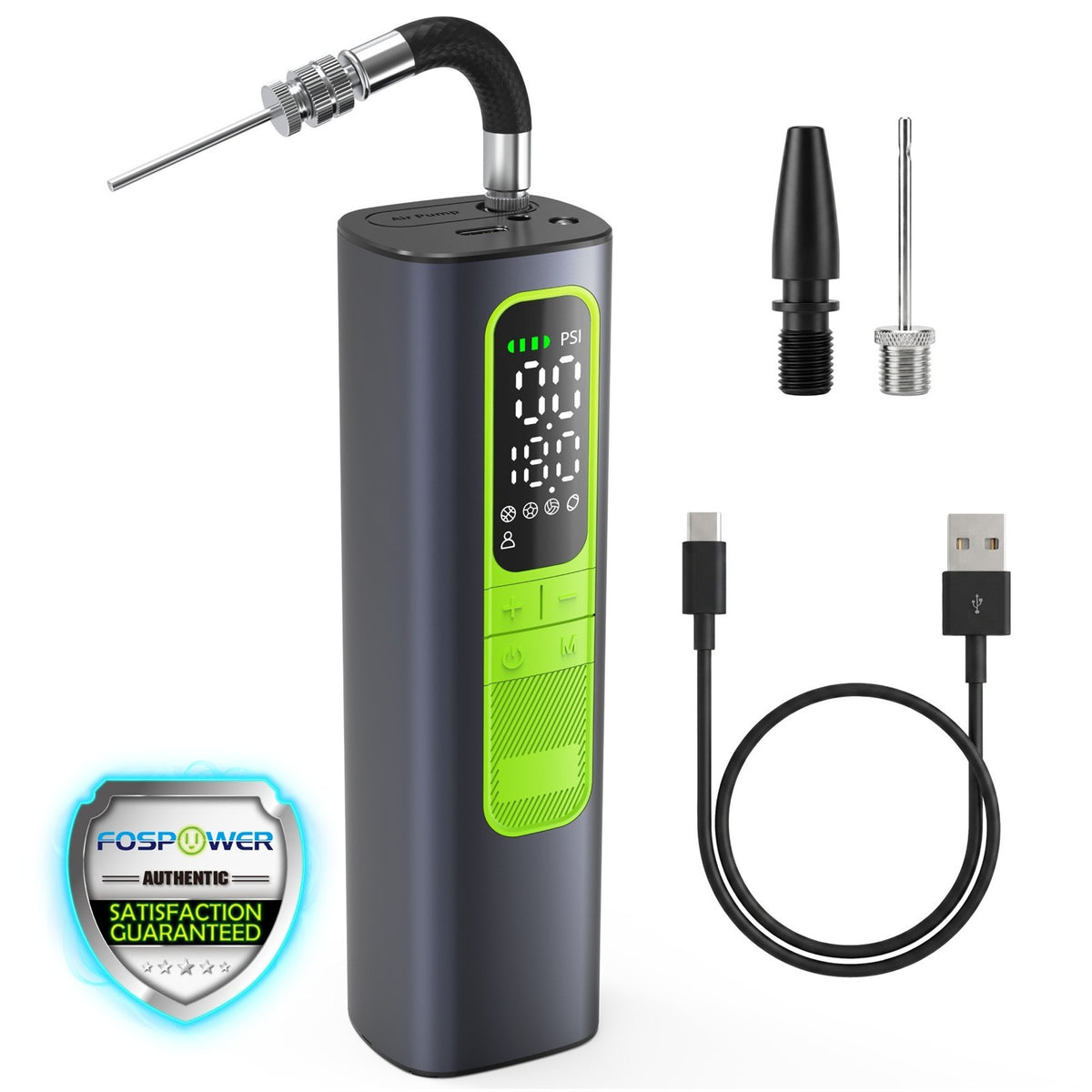 Electric Ball Pump 18 PSI USB-C Portable Inflator for Basketball Soccer Football