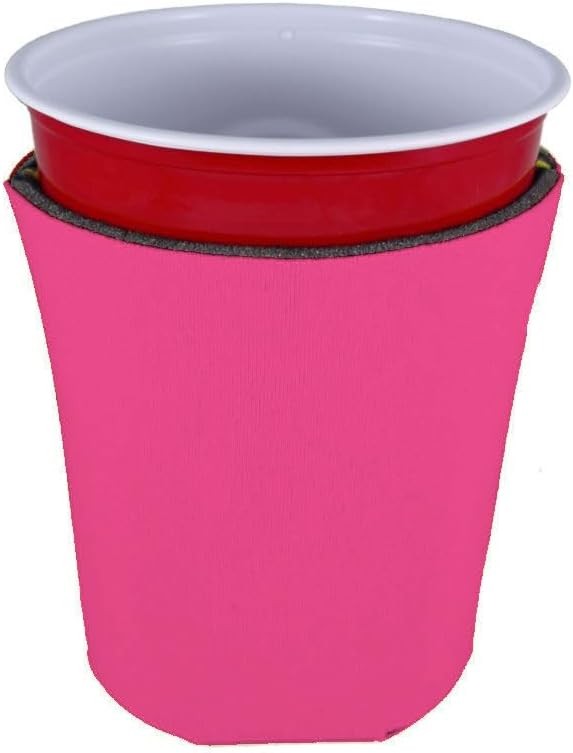 Neon Pink Foam Party Cups 2 Pack - Insulated Disposable Drink Coolies