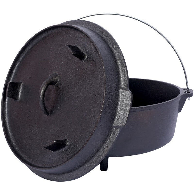 Pre-Seasoned Cast Iron Dutch Oven with Skillet Lid - 6 Quart Camping Cookware