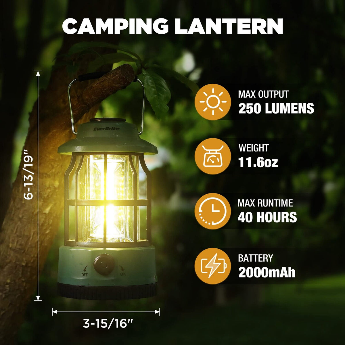 Rechargeable LED Camping Lantern with USB C and Dimming