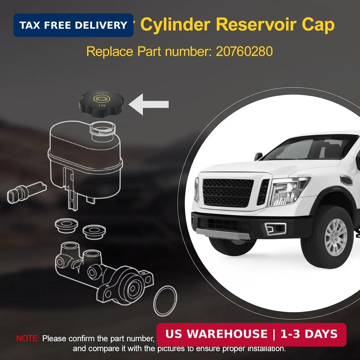 Brake Fluid Cap Replacement for GMC, Chevrolet, Cadillac | DOT3 Master Cylinder Cover