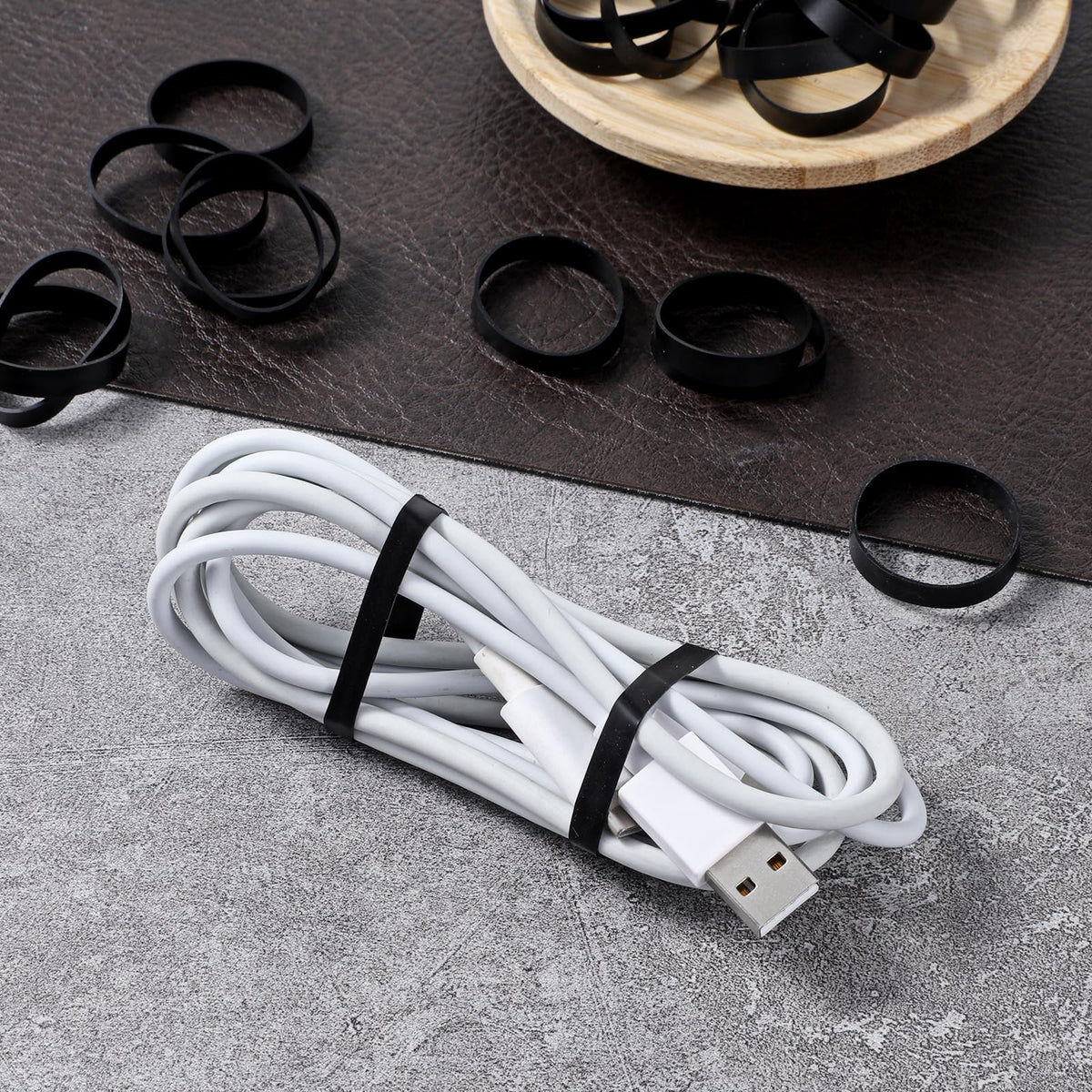 100PCS Silicone Rubber Bands - 1 Inch Cable Ties for Organizing Cables & Wires