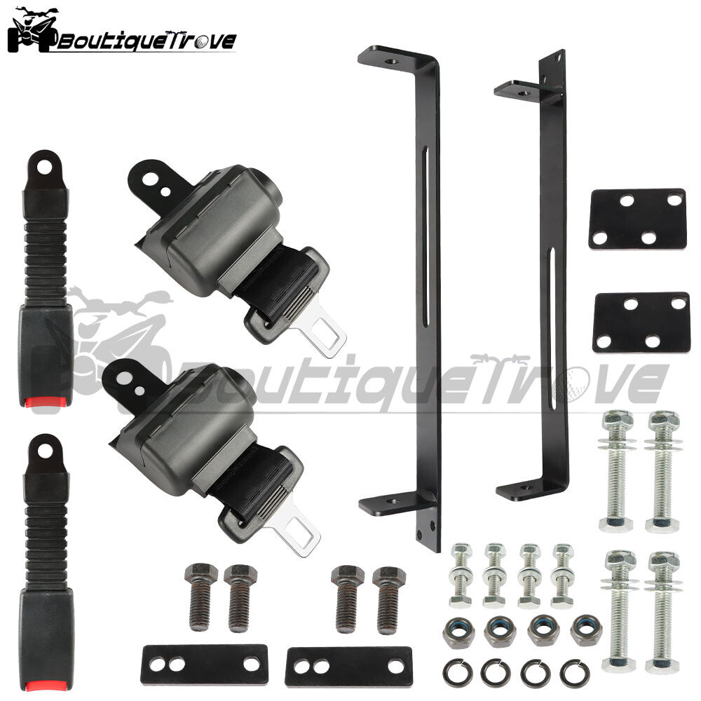 Golf Cart Seat Belt & Bracket Kit for EZGO Yamaha Club Car – Retractable Belts