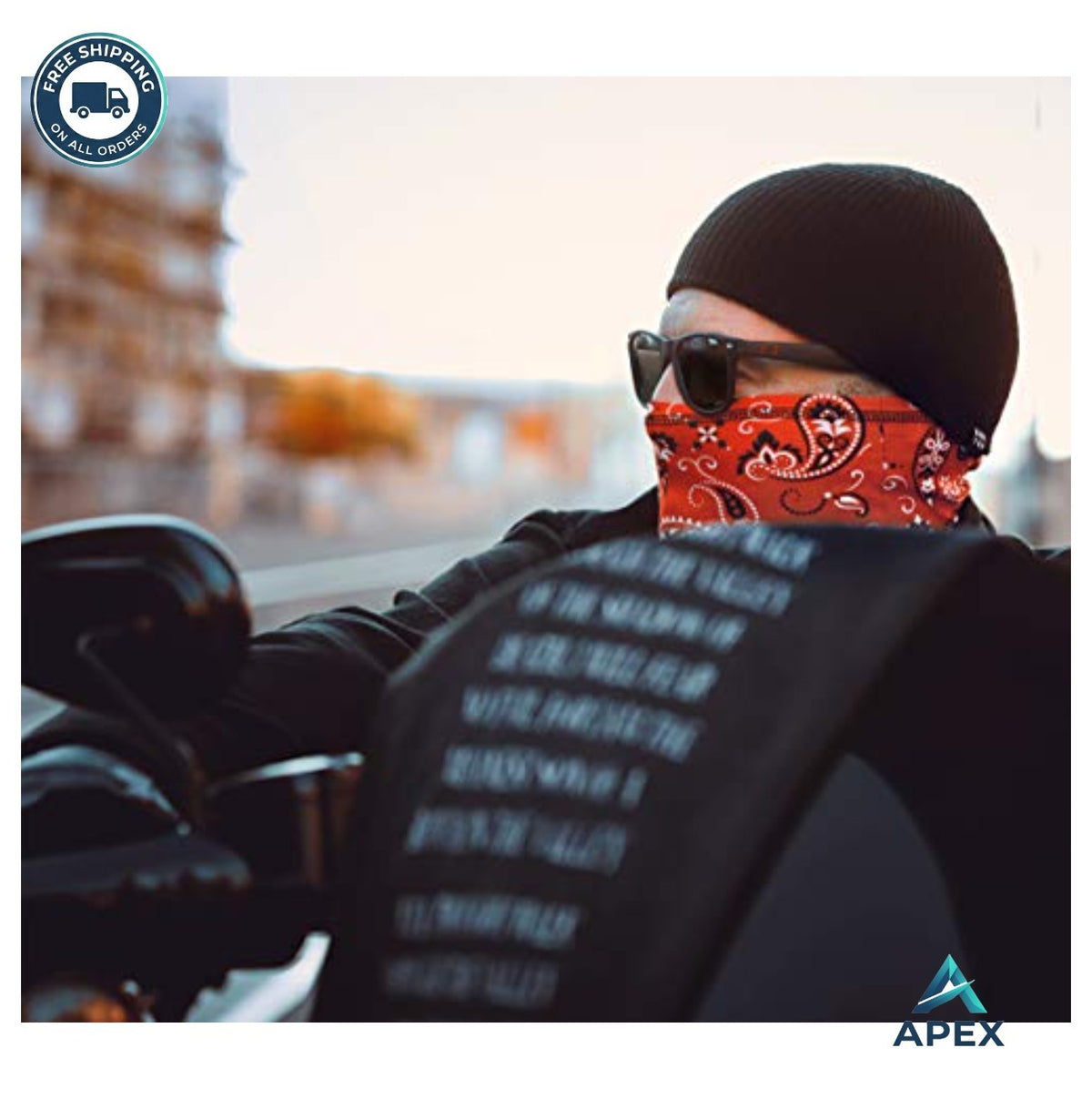Wind-Resistant Microfiber Face Mask for Motorcycle Ski Snowboarding UV Protection - Red Paisley