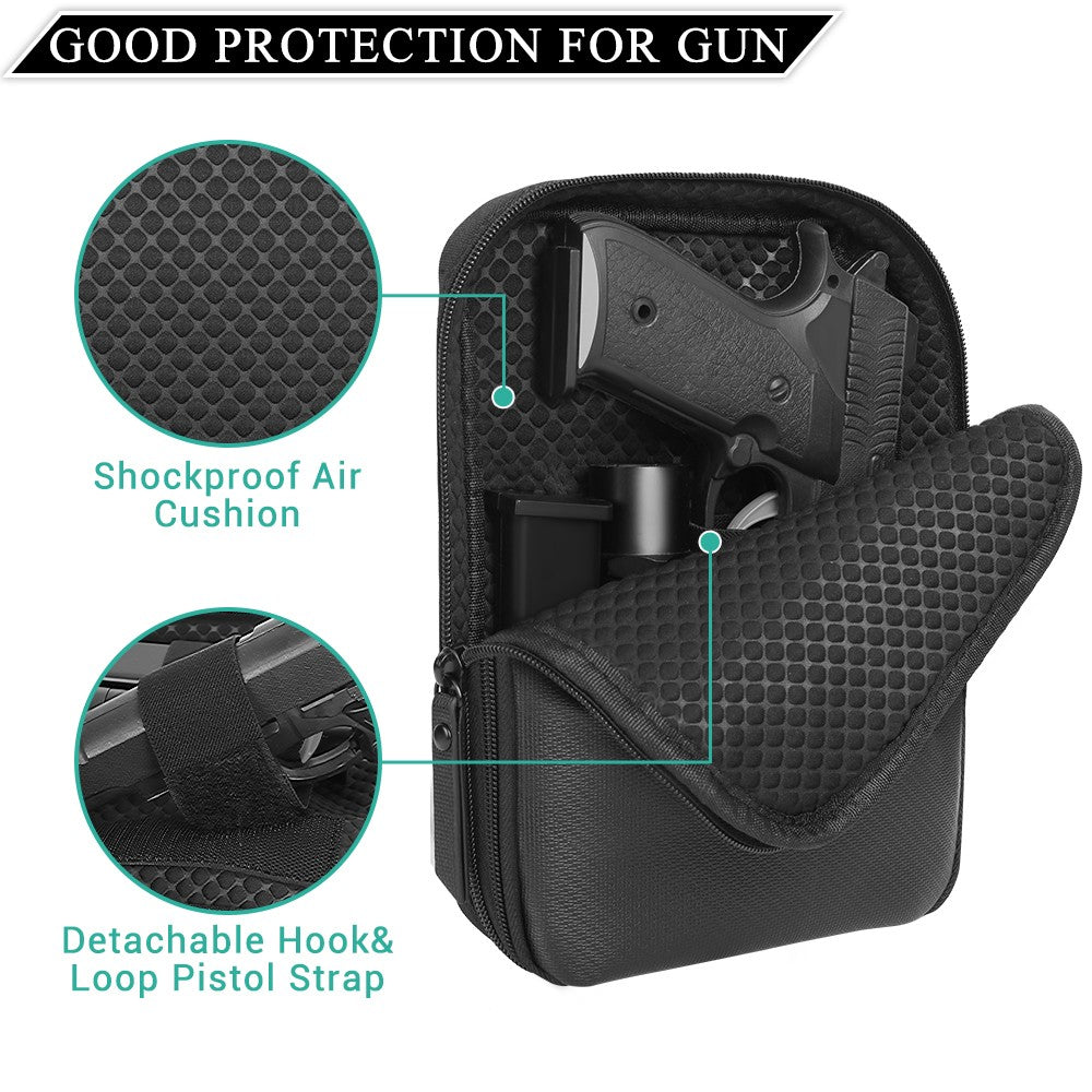 Concealed Carry Gun Pouch Holster Wallet Bag with Belt Loops - Black