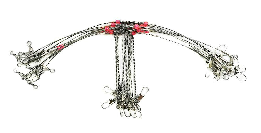 Saltwater Fishing Wire Leaders for Bottom Rigs 10pcs - Heavy Duty Trolling & Pier Tackle