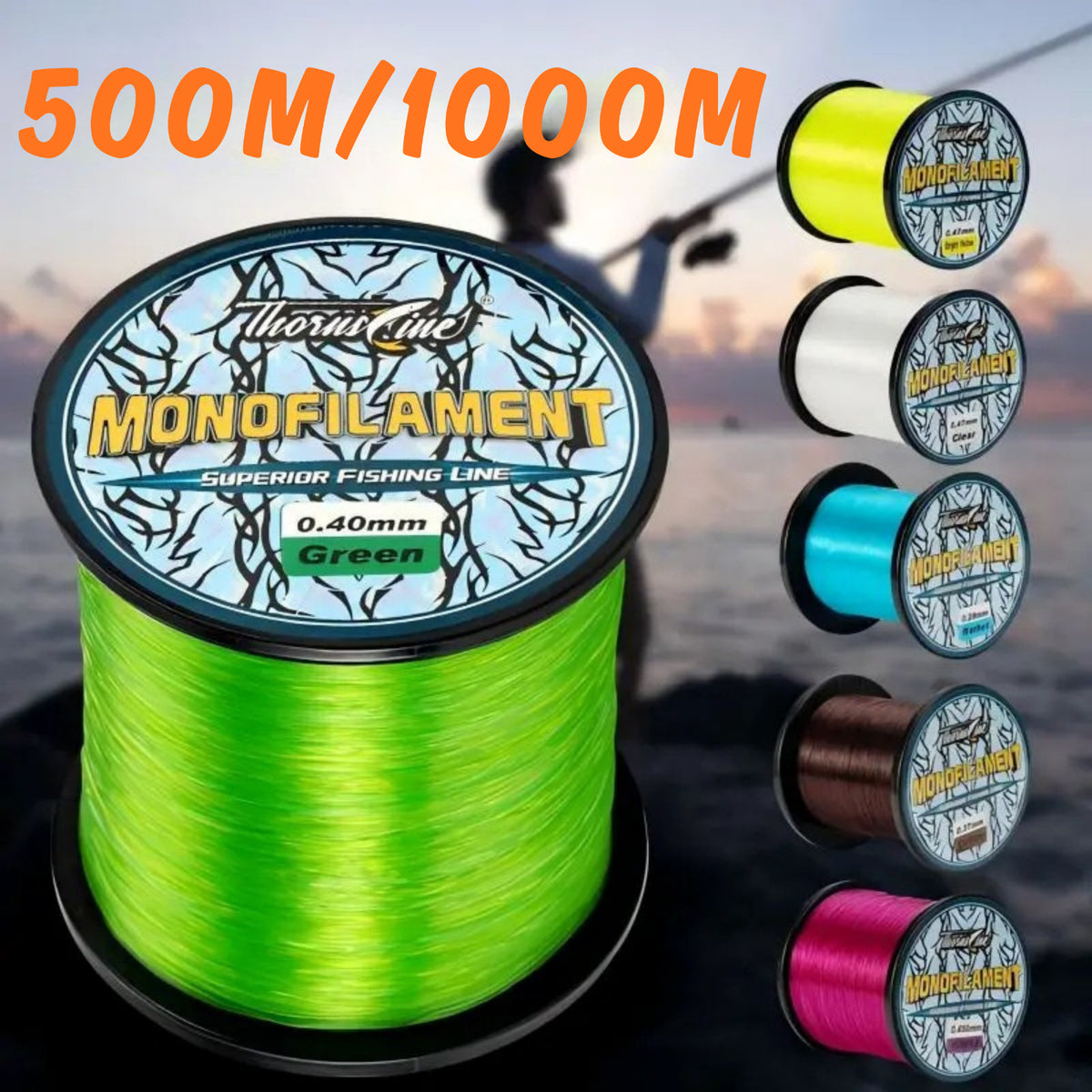 Super Strong Monofilament Fishing Line with Fluorocarbon Coating - Multiple Lengths & Colors