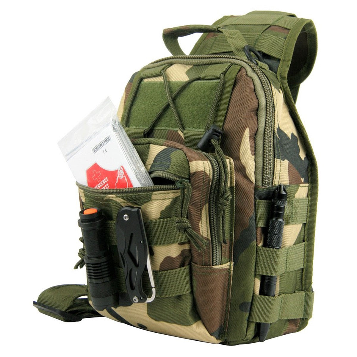 Mini Camping Survival Kit Sling Bag with Emergency Tools