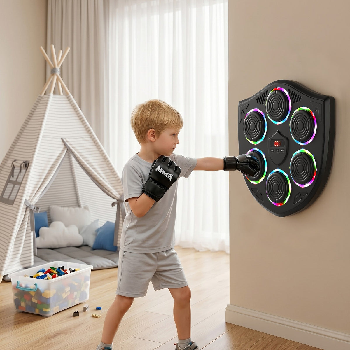 Bluetooth Music Boxing Machine for Kids & Adults Wall-Mounted Workout Trainer