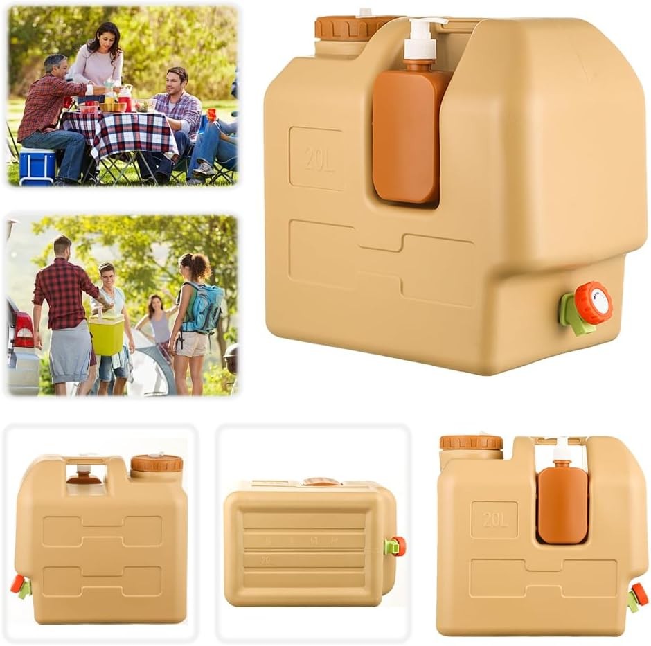 20L Emergency Water Container with Spigot - 5 Gallon Portable Water Storage Jug