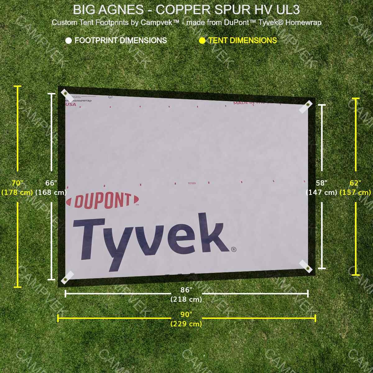 Tyvek Tent Footprint for Big Agnes Copper Spur HV UL3 Camping Tent