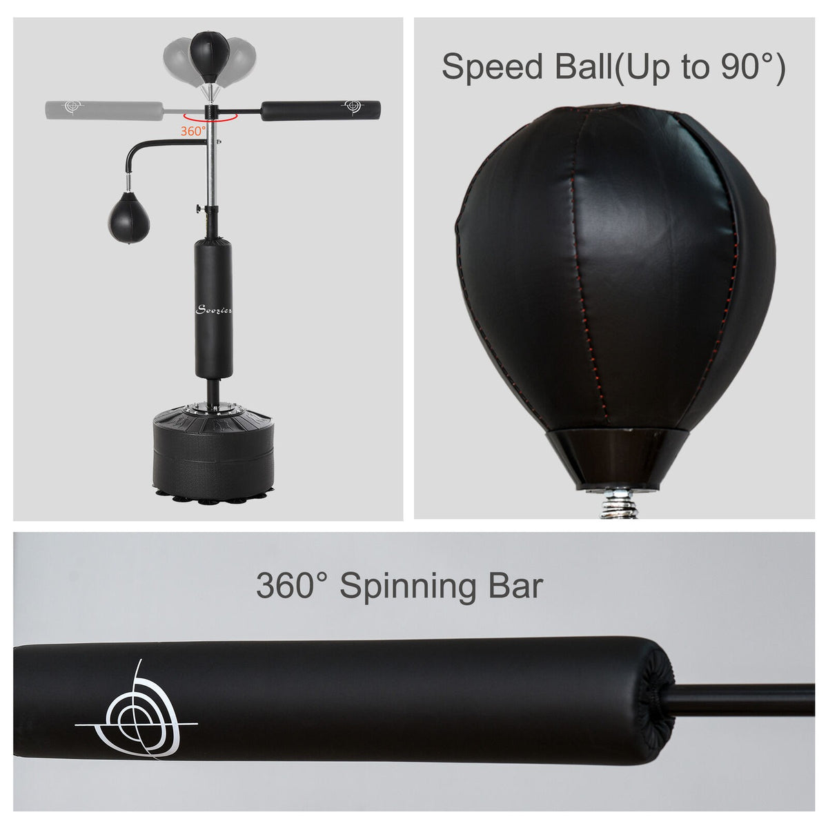 Adjustable Freestanding Boxing Punching Bag Set with Speed Balls and Reflex Bar