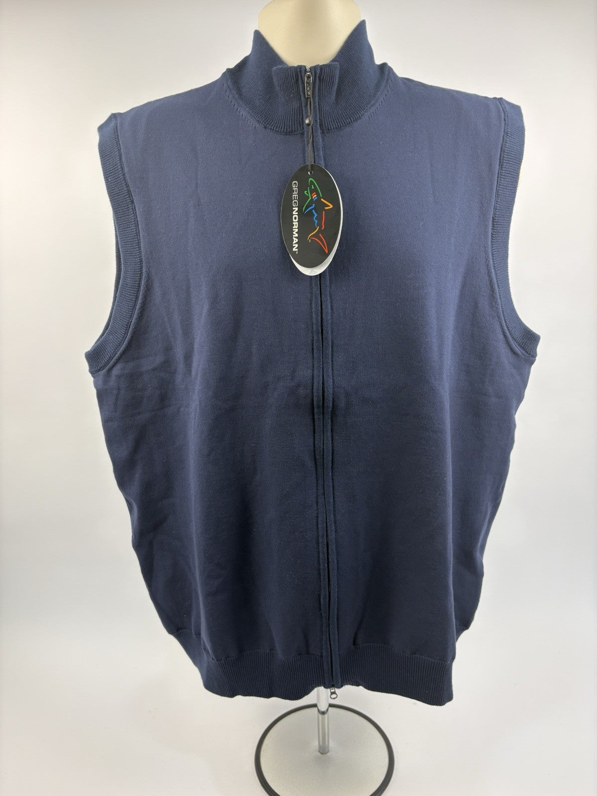 Men's Golf Vest Full Zip Weather Knit Fleece Navy Large