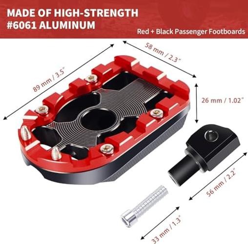 Universal 10mm Motorcycle Foot Pegs for Harley and Bike Passenger Floor Boards - Red