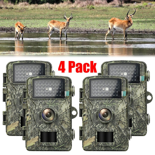 4-Pack 1080P Wildlife Trail Camera with Night Vision Waterproof Game Cam