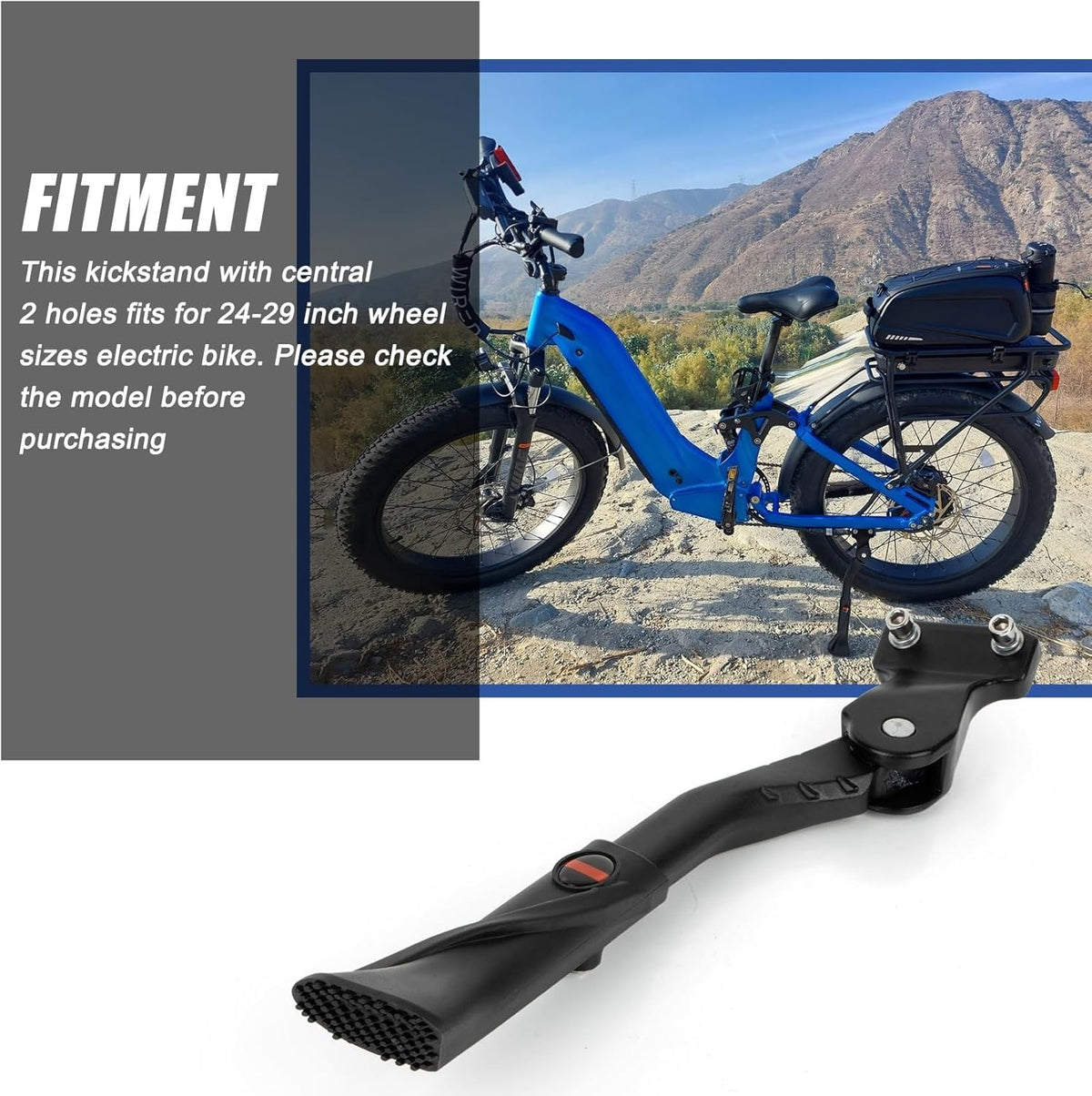 Adjustable Bike Kickstand for 24-29 Inch Mountain & E-Bikes with Double Holes