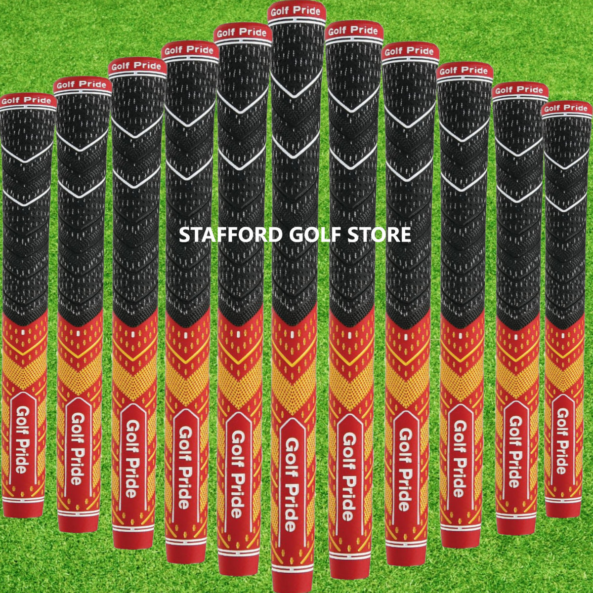 Golf Pride MCC Plus 4 Teams Golf Grips Set - Red & Yellow, Midsize & Standard Sizes