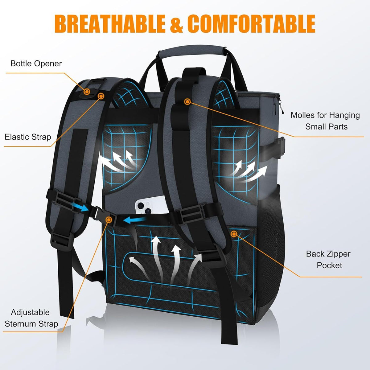 20L Heavy Duty Insulated Cooler Backpack Waterproof Leakproof Outdoor Lunch Bag