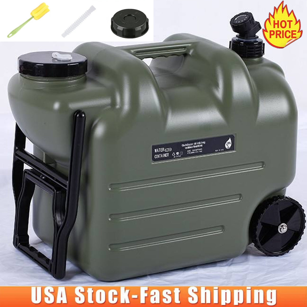 7 Gallon Portable Water Container with Wheels & Spigot for Camping & Outdoor Use
