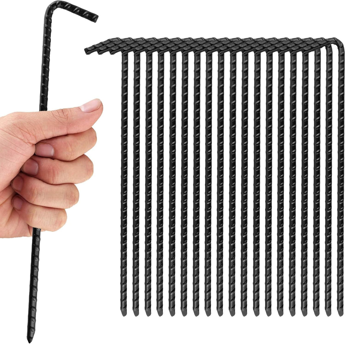 Heavy Duty Rebar Tent Stakes 10 Pack - Outdoor Camping Ground Anchors