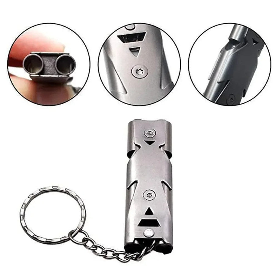Ultra-Loud Double Tube Survival Whistle Keychain Emergency Tool 180dB