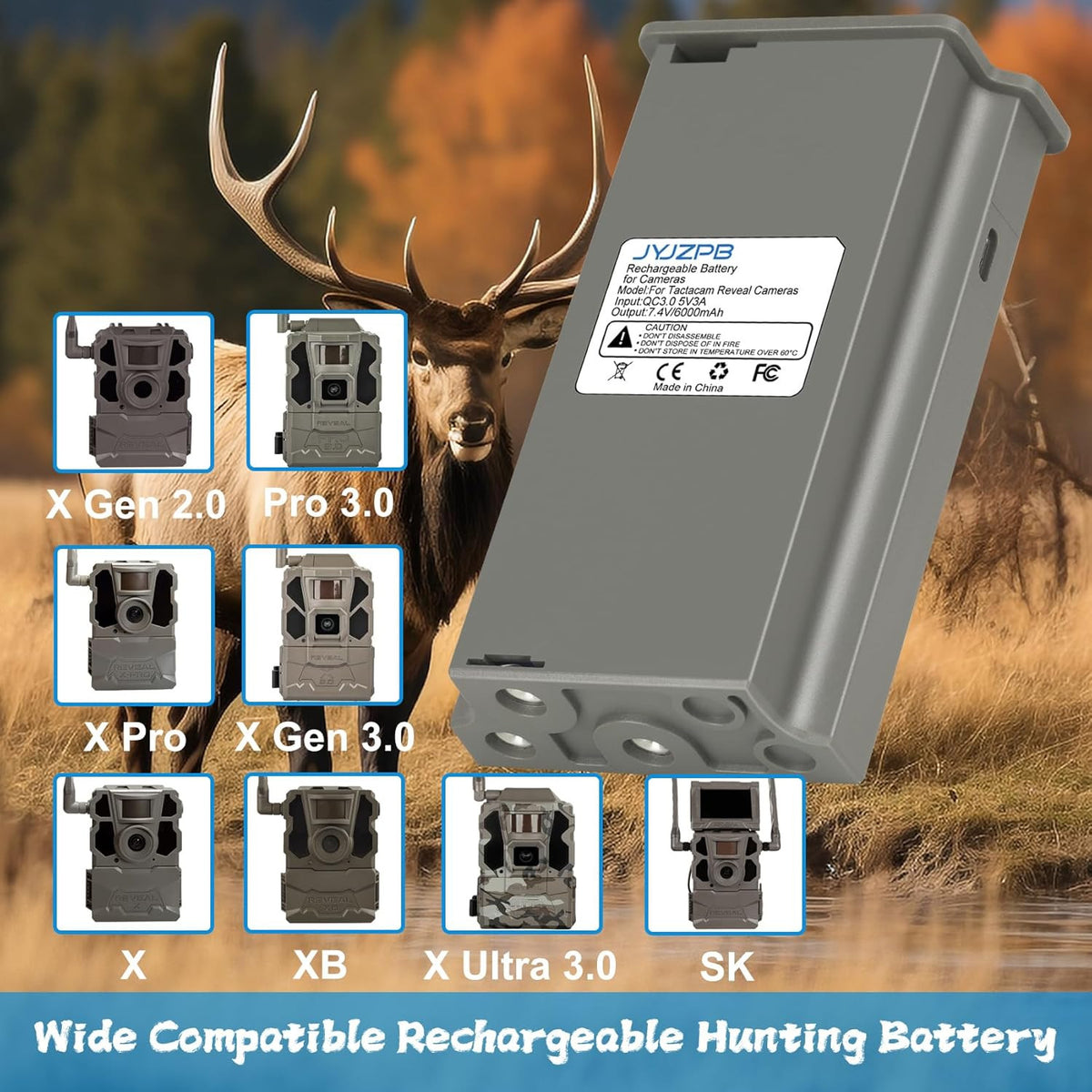 High-Capacity 6000mAh Trail Camera Battery for Tactacam Reveal X Pro Ultra 2.0 3.0