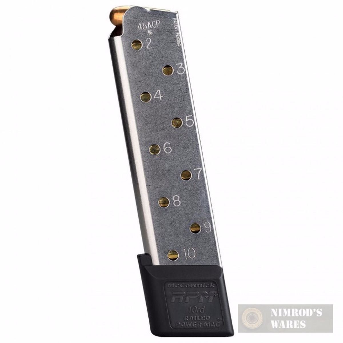 Chip McCormick 1911 Railed Power Mag .45ACP 10-Round Stainless Magazine