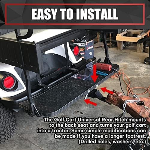 Golf Cart Hitch with 2-Inch Receiver for Club Car EZGO Yamaha - Heavy Duty Steel