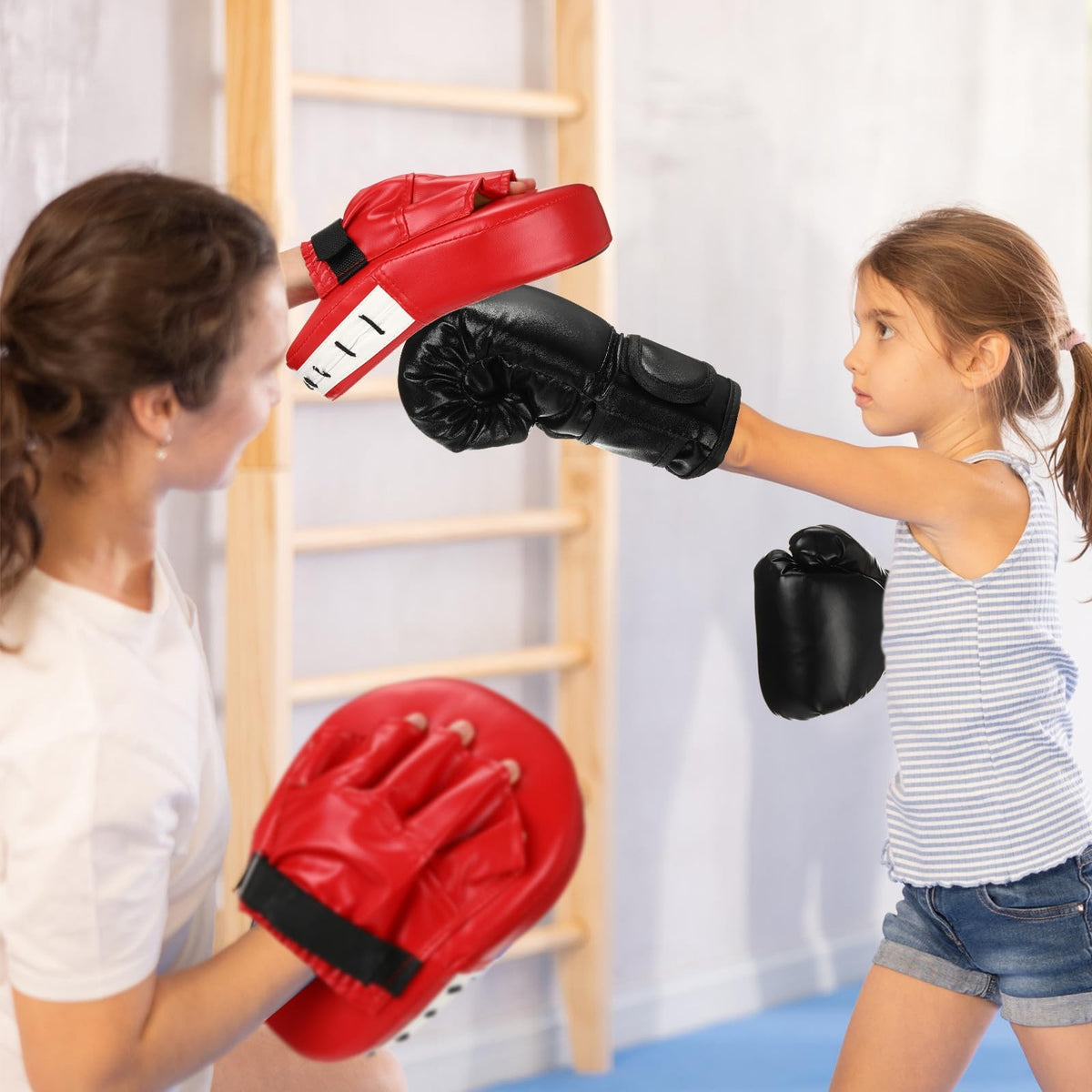 Kids Boxing Gloves and Punching Mitts Set 6oz Lightweight Training Gear