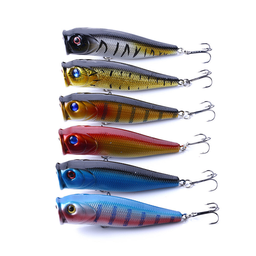 6-Pack Top Water Fishing Lures Crankbaits for Bass Freshwater Tackle