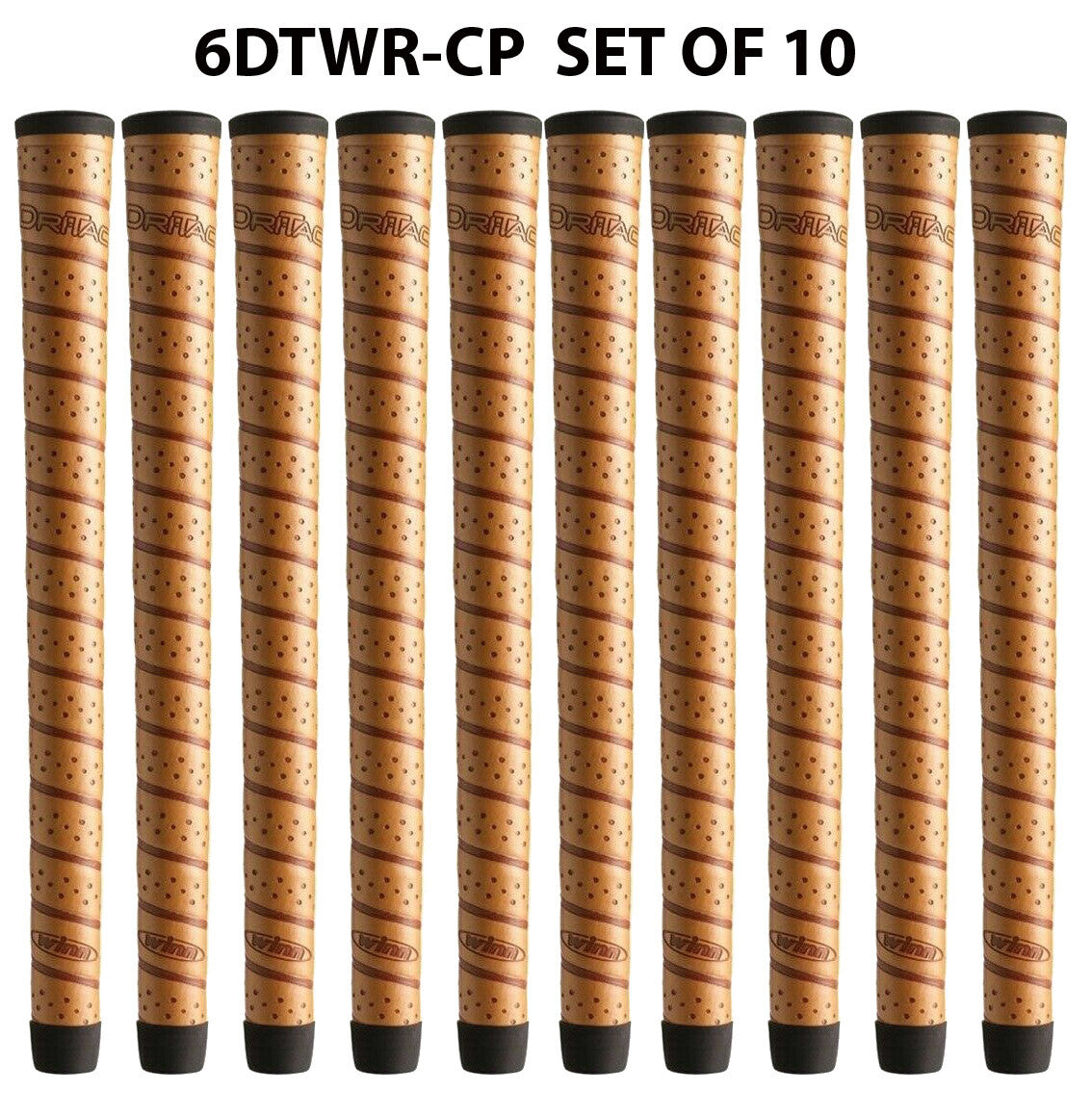 Set of 10 Midsize Copper Dri-Tac Bicycle Handlebar Grips with Wrap Style