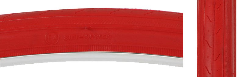 27x1-1/4 Road Bike Tire - Red Smooth Tread, 90 PSI, Wire Bead, Classic Performance