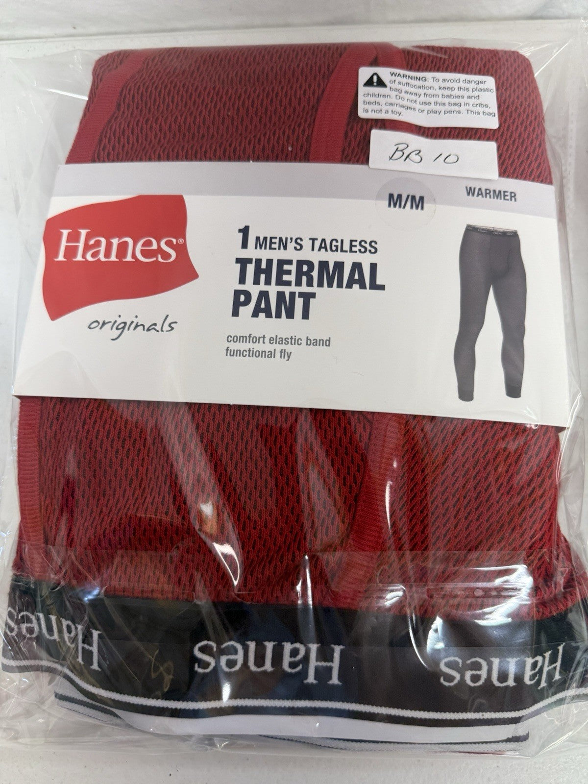 Hanes Men's Reversible Thermal Crew Top & Pants Set, Size Medium