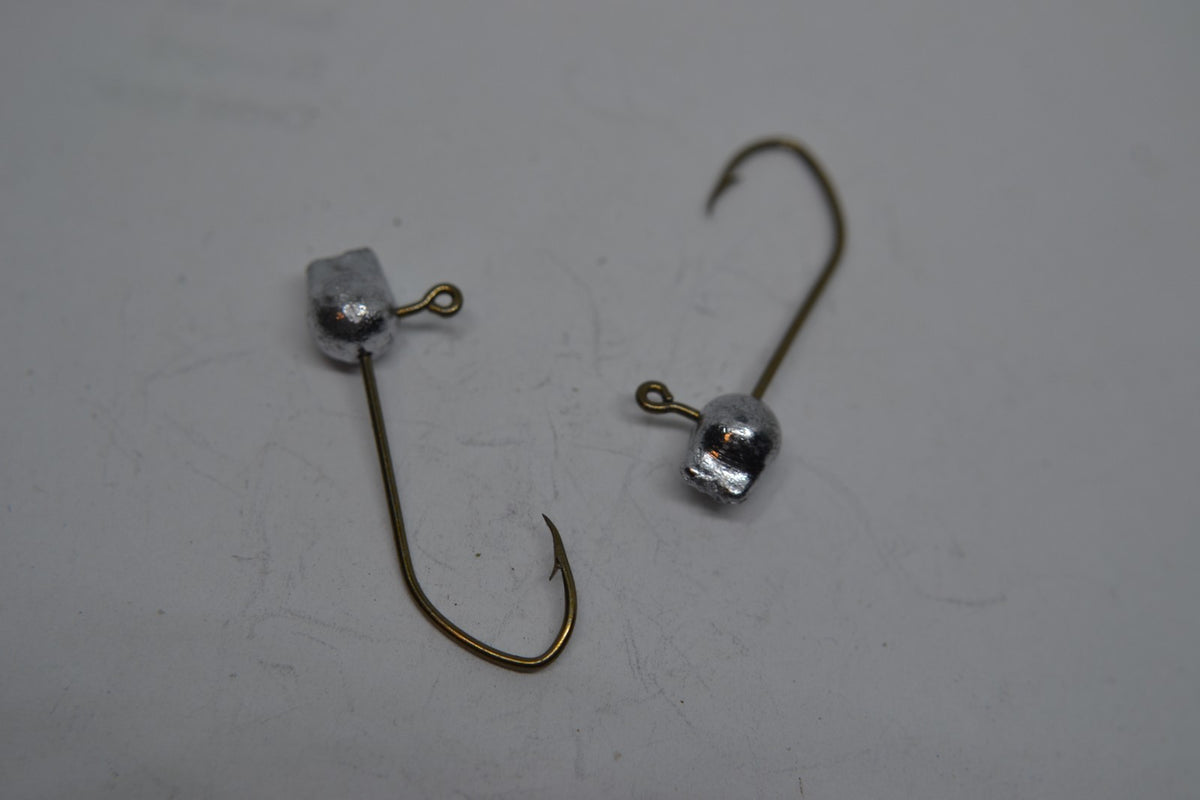 1/16 oz Wedge Jig Heads 100 Pack for Crappie Fishing - Bronze Mustad Hooks