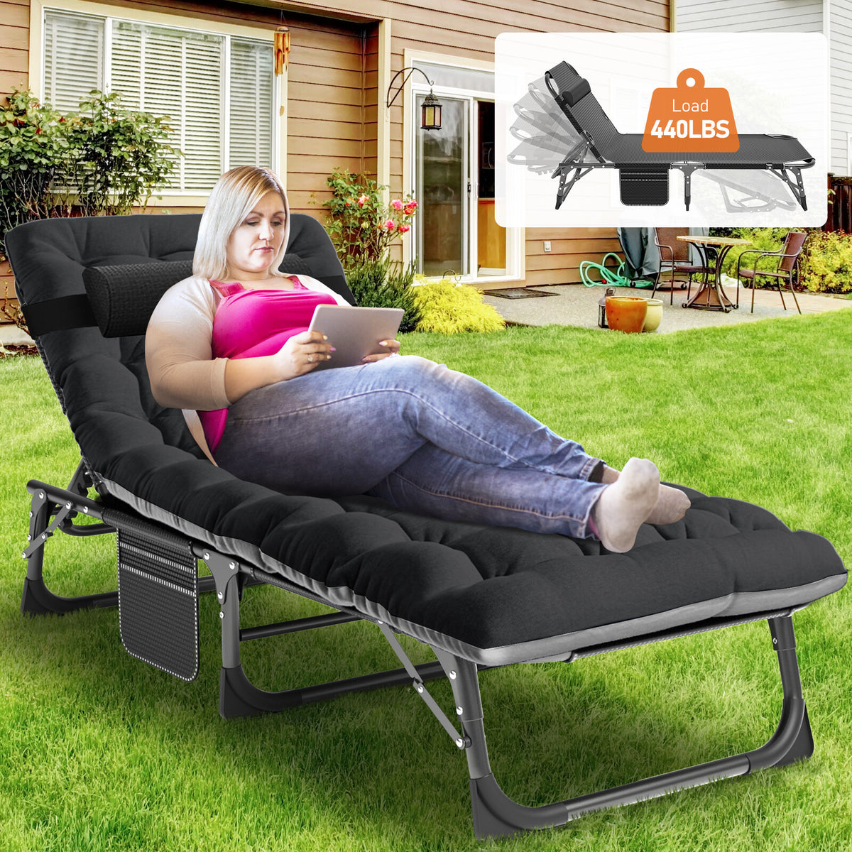 Heavy Duty Folding Camping Cot with Mattress - Portable Adult Sleep Bed