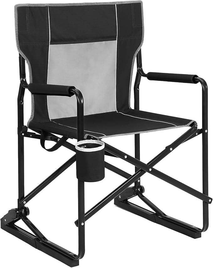 Portable Folding Rocking Camping Chair with Built-in Cup Holder