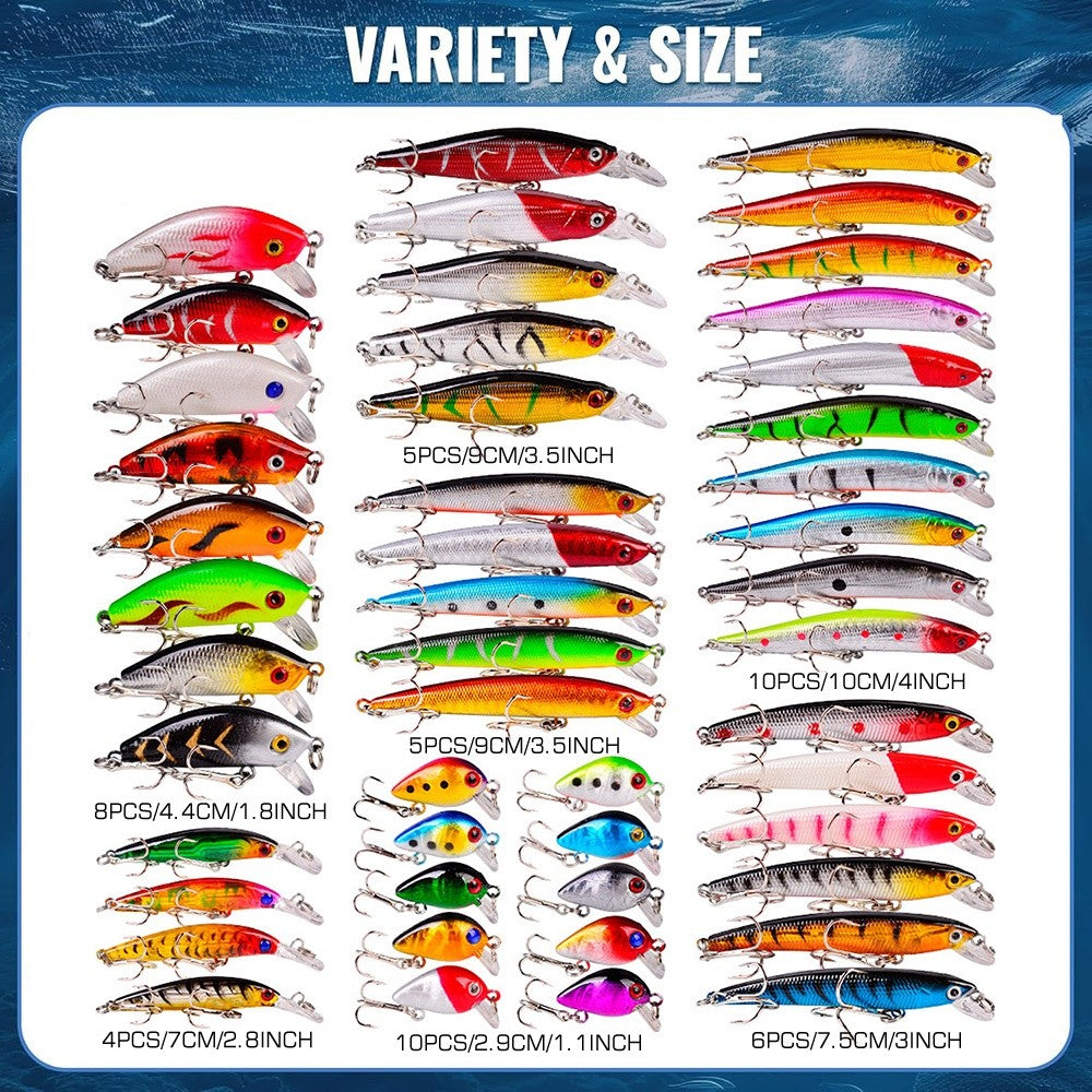 48-Piece Fishing Lure Set, Hard Minnow Baits for Freshwater & Saltwater